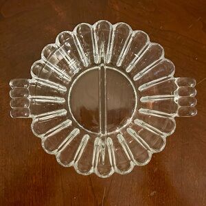Vintage Heisey Crystolite Clear Glass Divided Bowl AKA Jam/Jelly Dish